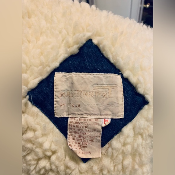 Sandherst Vintage Sherpa Lined Denim Trucker Jacket Size Medium - Picture 4 of 4